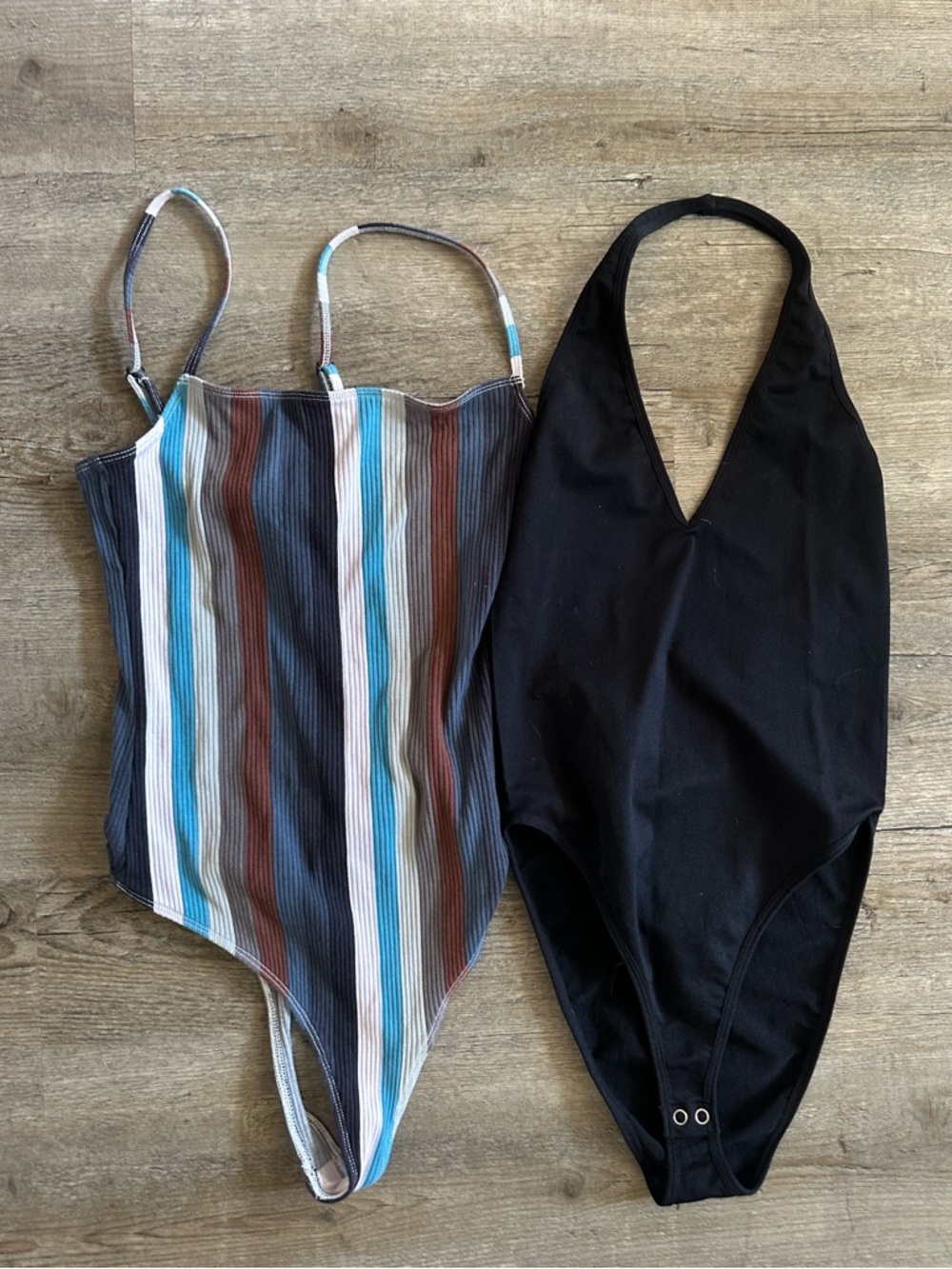 Lot NWOT Urban outfitters striped one piece body suit & black vneck body suit
